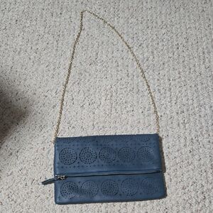 Elegant Blue Clutch with Gold Chain